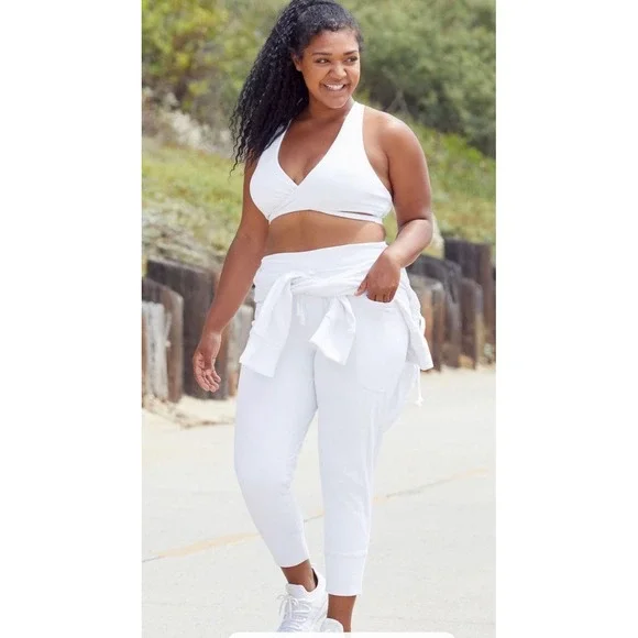 Fabletics Maj Powerform Pant White High Rise Joggers Side Pockets Womens XL NWT - Picture 1 of 8